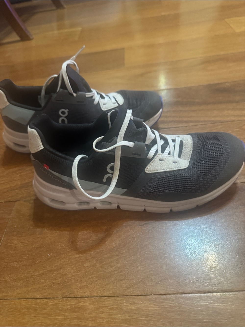 On Running women's dark gray and White Cloudrift shoes with Cushioned Sole